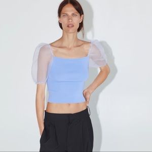 Zara knit top with balloon sleeves.